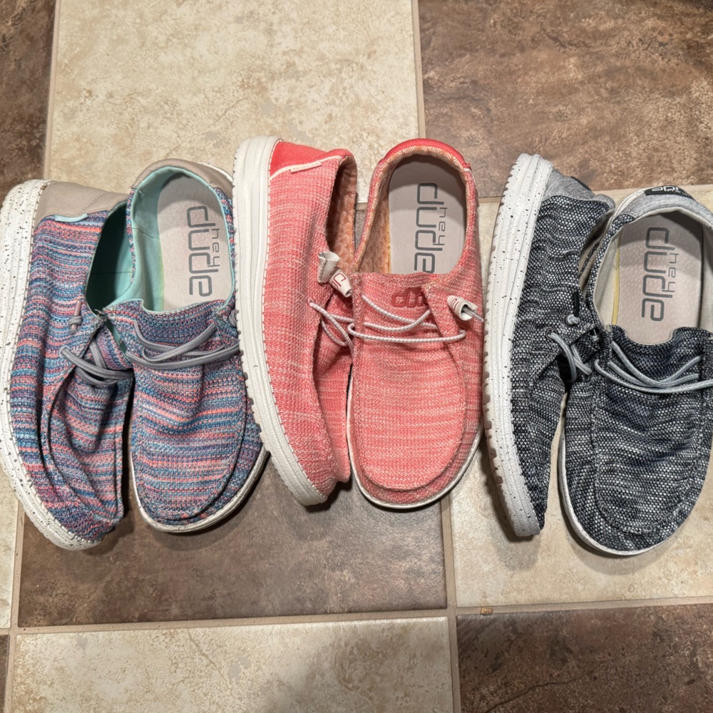 3 Pair Women's Hey Dude Shoes Size 8 EUC!